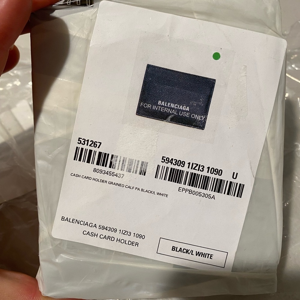 Balenciaga men’s cash card holder in black grain calfskin white logo - Picture 2 of 6